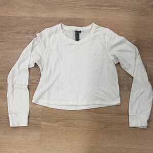 Sweaty Betty Long Sleeve Cropped Waffle Top - White